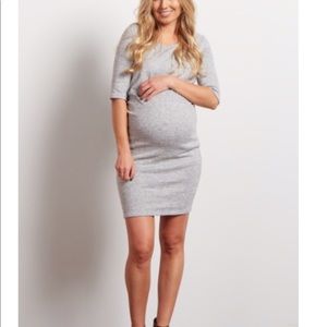 Maternity Grey Heathered Sweater Dress